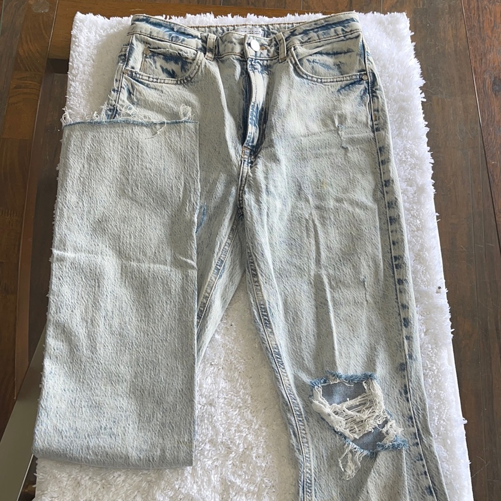 ZARA Light Blue distressed Slim flare jeans